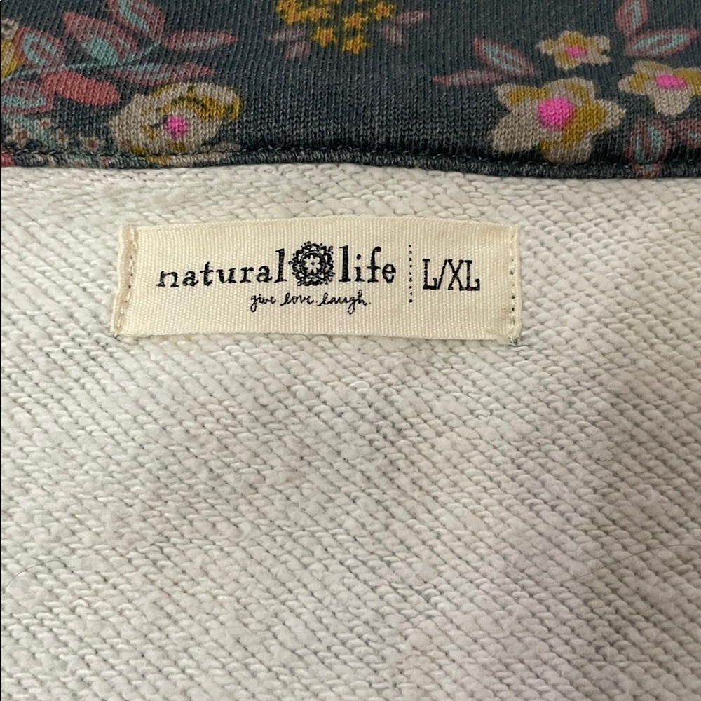 Natural Life Easy Does It raw hem cropped oversized quarter zip l/xl - Picture 4 of 8